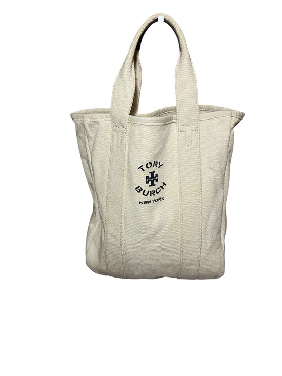 Tory Burch Handbags - Tory Burch Canvas Tote Bag – Cream/Ivory | Mini Tote | Everyday Bag-Navy handle